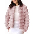 thumbnail image 3 of Chaqueta de Piel Sintética para Mujer, Abrigo Corto Abullonado de Larga, Abrigo Cálido de Invierno. Rosa S, 3 of 8