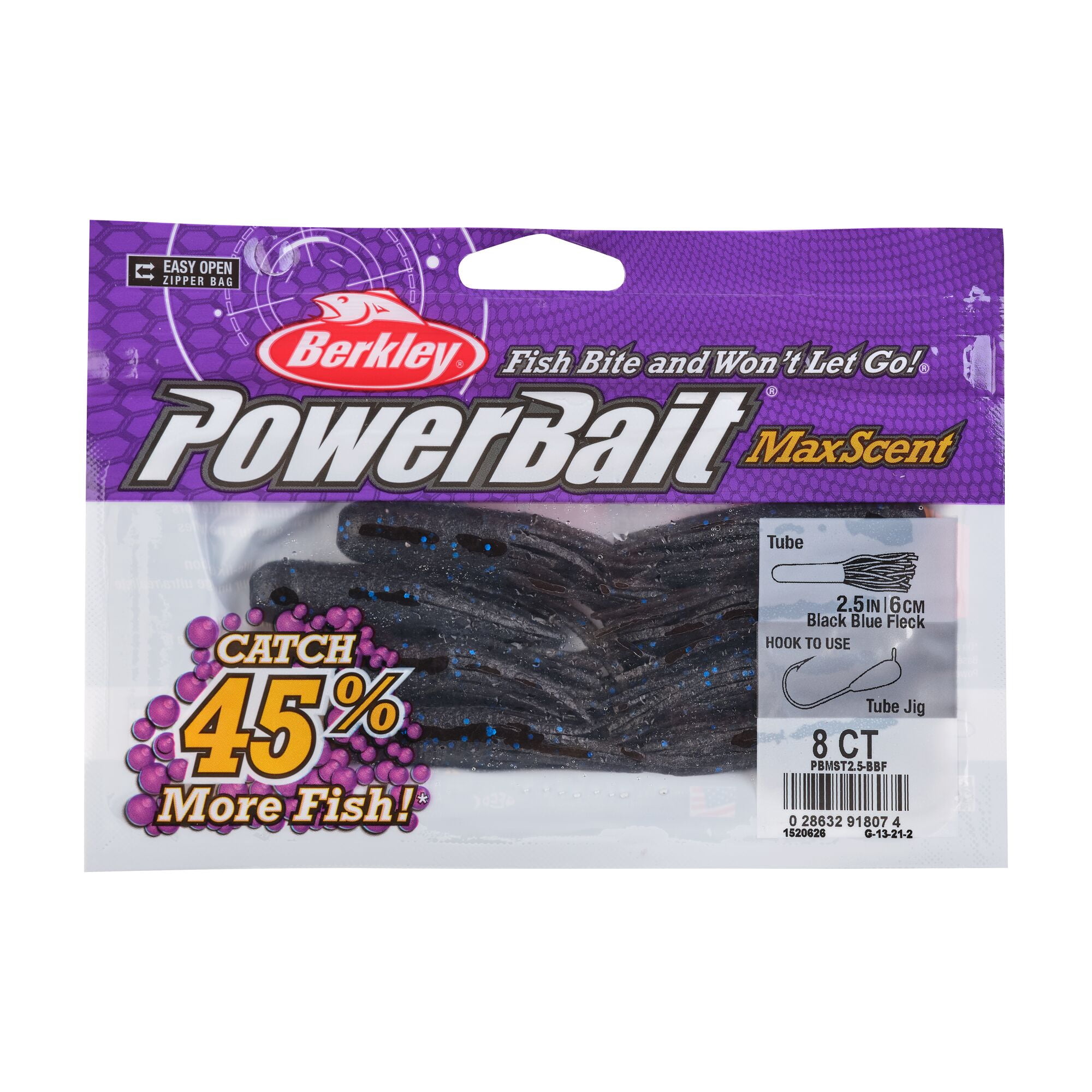 Berkley PowerBait® MaxScent Tube Fishing Soft Bait 2 1/2in | 6cm Black Blue Fleck