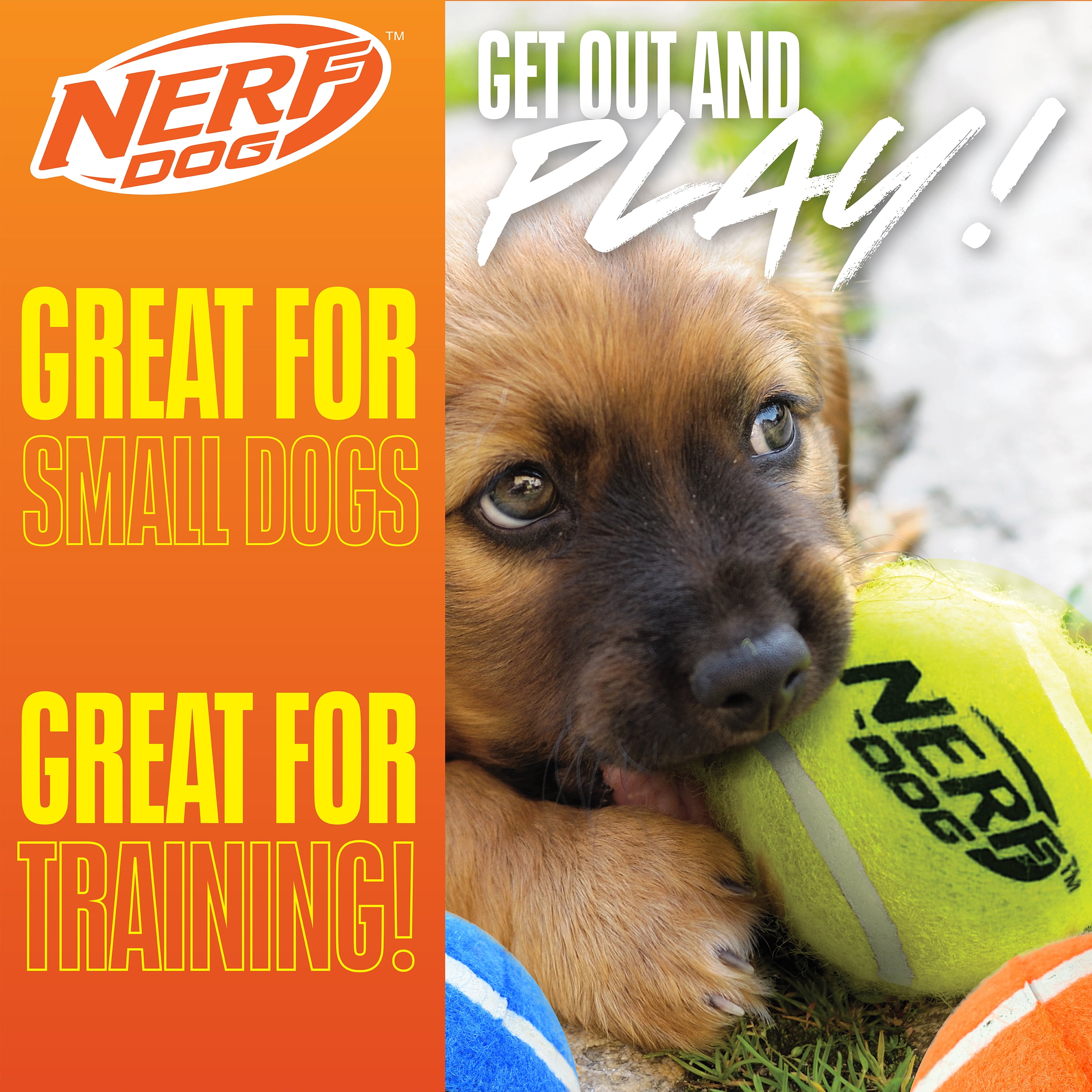 Nerf Dog Tennis Ball Blaster Dog Toy with 3 Balls, 12 inches