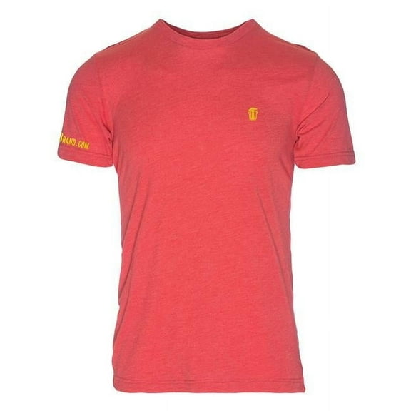RecyclenBrand RM101RY-XL Triblend Crew T-Shirt for Mens, Red with Yellow Logo - Extra Large