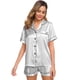 thumbnail image 2 of Swomog Conjunto De Pijama De Satén De Seda Para Mujer Conjuntos De Pijama De Dos Piezas Ropa De Dormir Conjuntos De Pijama Con Botones Gris, 2 of 5