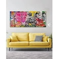 thumbnail image 2 of Hieng Large Living Room Canvas Wall Art 3 Panels Graffiti Black Woman Portrait Poster Abstract Street Pop Artwork for Bedroom Bathroom Wall Decor, 2 of 5