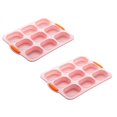 thumbnail image 1 of Oleegame 2PC Tin Foil Roll 9 Grids Multi Color Kitchen Silicone Oval Cake French Bread Baking Pan Non Stick Kitchen Utility Pink, 1 of 4