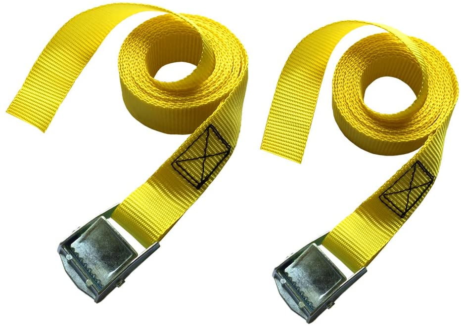 Yellow Side Release Luggage Suitcase Tie Down Strap 2 x 2.5m 25mm
