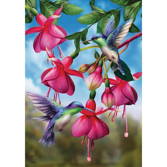 Briarwood Lane House Flag 40x28 For Outdoor Flight of the Hummingbirds Spring For Spring House Flag