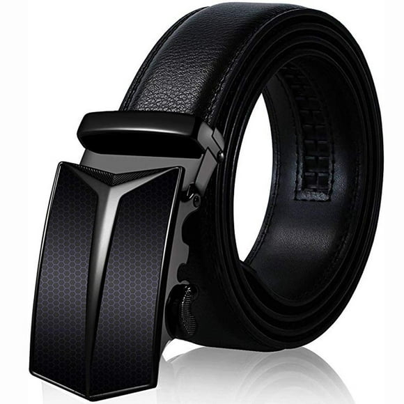 jovati Mens Leather Belts Size 38 Mens Belt Slide Leather Ratchet Belt with Automatic Buckle