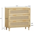 thumbnail image 4 of 31.5" 3-Drawer Oak Rattan Storage / Attractive Accent for Living Space, 4 of 5