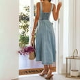 thumbnail image 2 of Kcodviy Robe Maxi en Denim Vintage Robes pour Petites Femmes avec Bretelles Spaghetti et Robe d'Été pour Femmes à Boutons devant pour Tenue Décontractée Chic Décontractée Robes Style Printemps/été, 2 of 5