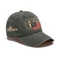 thumbnail image 2 of Washed Cotton Hats with Vintage Flag Design And Adjustable Fit, Great for Father’s Day Gifts Birthday Surprises Army Green, 2 of 5