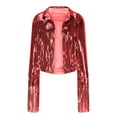 thumbnail image 6 of Wowcloth Woman's Sequin Fringe Jacket, Long Sleeve No Hood, Casual Outerwear for Daily Use, 6 of 7