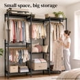 thumbnail image 3 of HOKEEPER 1600LBS 68.5"Lx15.7"Wx70.9"H Portable Closet Wardrobe Heavy Duty Clothes Rack, Clothing Rack with 4 Hang Rods, 7 Shelves & Hooks , Commercial Grade Adjustable Closet Garment Rack, Black, 3 of 7