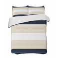 thumbnail image 2 of Quilts Twin Size, Navy Beige Striped Soft Comforter Bedding Set for Bed, Gradient Geometric Blue White Lightweight Quilted Bedspread with Pillow Cover(2 Pieces) for All Season, 68x86 Inch, 2 of 6
