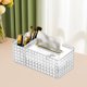 thumbnail image 5 of Organizador de caja de pañuelos | Diseño de patrón de perlas acrílicas | Control remoto y almacenamiento de maquillaje | Soporte de escritorio multifunción | Blanco Verde Marrón | 24x12x8.9cm | 1, 5 of 5