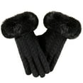thumbnail image 4 of ManxiVoo Womens Winter Knitted Gloves with Small Chic Style and Large Furry Cuffs Cold Proof for Outdoor Cycling Touchscreen Function and Warmth Black, 4 of 4