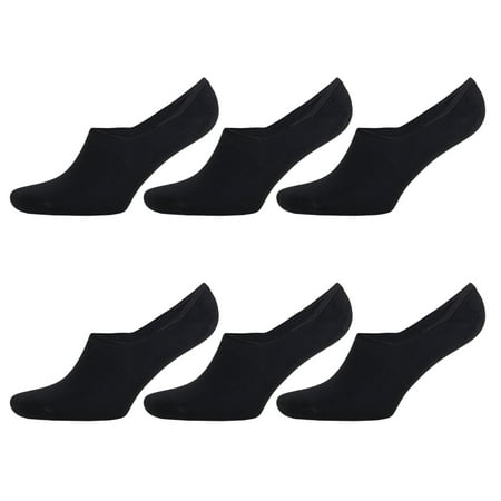6 Pack Bamboo No Show Socks for Men Invisible Socks Black from M.O.S