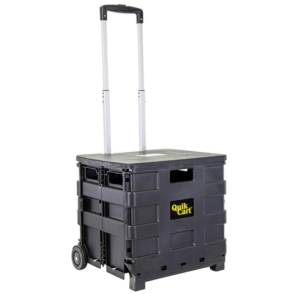 dbest Products Quik Cart Sport Collapsible Rolling Crate on Wheels for Teachers Tote Basket 80 lbs Capacity, Made from Heavy Duty Plastic, Black, Com