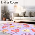 thumbnail image 2 of ODIKA 8'x10' Machine Washable Non-Slip Area Rug, Tree Skirt Pastel Love Token Holiday High Traffic Rug, Purple, 631531, 2 of 7