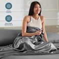 thumbnail image 4 of Bare Home Luxury Poly Satin Sheet Set for Hair and Skin, 15” Deep Pockets, California King, Gray, 4 of 10