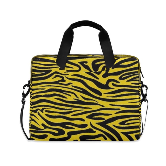 16inch Laptop Briefcase, Business Laptop Bag with Detachable Strap & Padded Compartment, Water-Resistant Polyester,Yellow Black Ripple