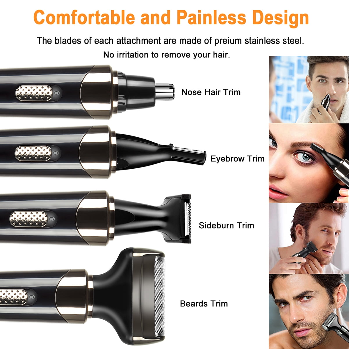 Electric Shaver for Men Women, 4 in 1 Rechargeable Razor Waterproof Painless Epilator Nose Hair Removal Remover Facial Body Bikini Eyebrow Beard Sideburn Mustache Trimmer Clipper Grooming Groomer Kit Electric Shaver for Men Women, 4 in 1 Rechargeable Razor Waterproof Painless Epilator Nose Hair Removal Remover Facial Body Bikini Eyebrow Beard Sideburn Mustache Trimmer Clipper Grooming Groomer Kit