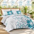 Teal Full Size 7-Piece Bed-in-a-Bag Floral Bedding Set for All Seasons ...
