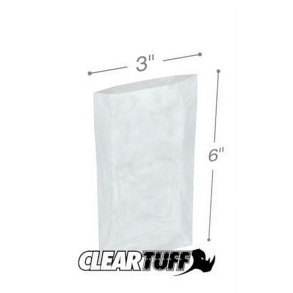 ClearTuff - 3" x 6" 2 Mil Flat Poly Bags - 1000/Case (4 Cases)