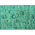 thumbnail image 1 of Ahgly Company Machine Washable Indoor Rectangle Abstract Turquoise Blue Modern Area Rugs, 2' x 4', 1 of 4