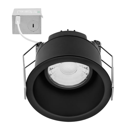 Maxxima 2 in. 5 CCT Adjustable LED Slim Regressed Eyeball Gimbal Downlight, Black Trim, 600 Lumens, Color Selectable 2700K-5000K, 360° Rotation