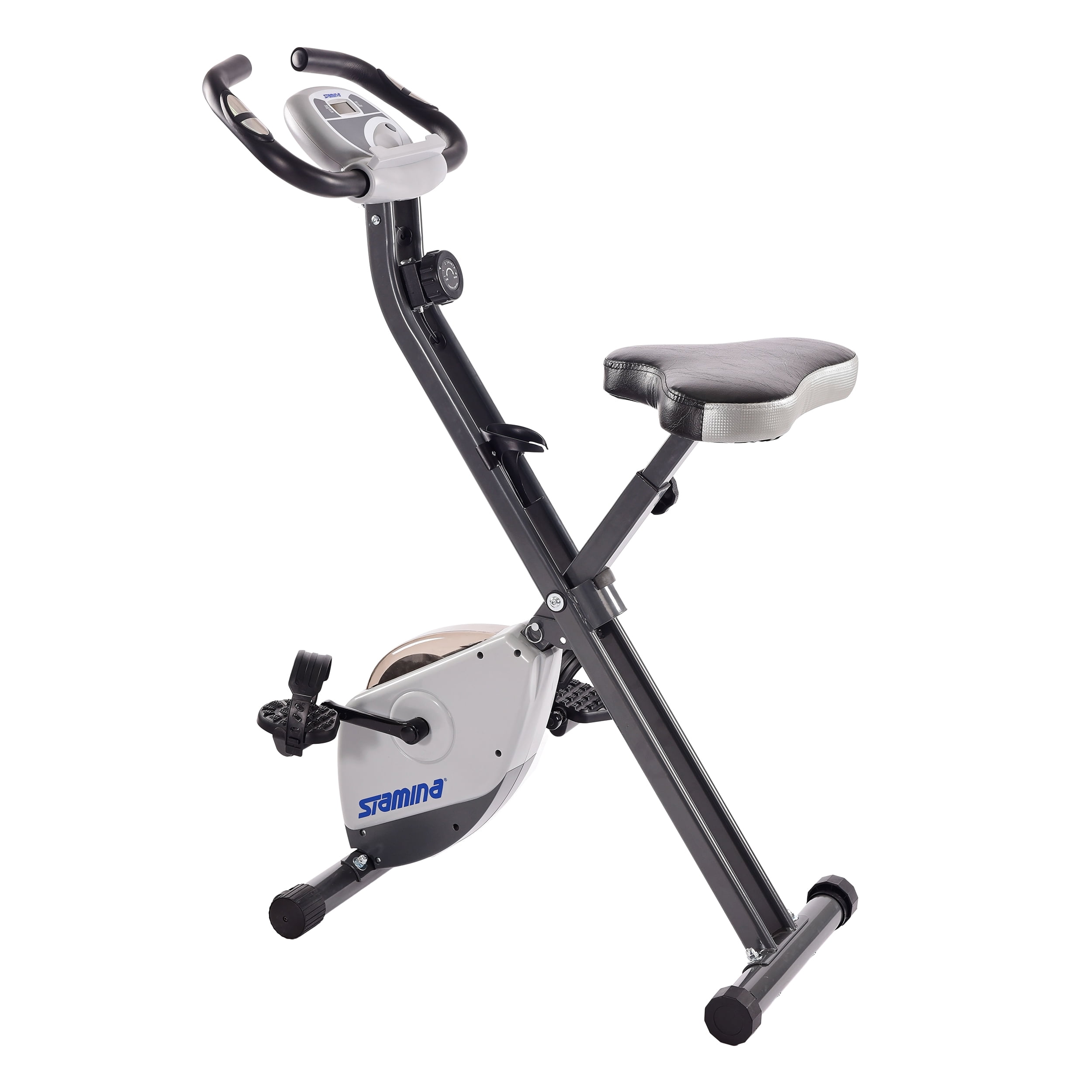 Stamina Cardio Exercise Bike with Heart Rate Sensors and Extra Wide Padded Seat, Folding Design for Storage - Exercise Bike