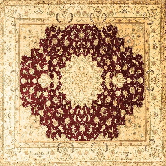 Ahgly Company Indoor Square Medallion Brown Traditional Area Rugs, 4' Square