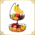 thumbnail image 1 of Auledio 2 Tier Metal Fruit Vegetable Basket with Banana Hanger, Detachable Fruit Organizerfor Countertop (Bronze), 1 of 6