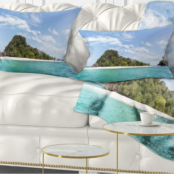 Designart 12" x 20" Blue Polyester Throw Pillow