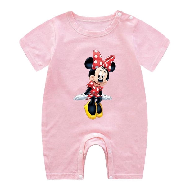 Mono de algodón para bebé recién nacido, peleles de manga corta para niña, ropa de dibujos animados de Mickey Mouse y Minnie, Tops de verano, trajes para niños pequeños 3M Gao Jinjia LED