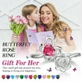 thumbnail image 4 of Beautlace Rose Heart Birthstone Ring,925 Sterling Silver March Aquamarine Butterfly Birthstone Adjustable Open Rings Birthday Christmas Valentines Mothers Day Jewelry Gifts for Women Mom, 4 of 12