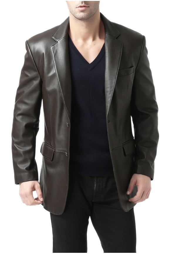 Men's Richard Classic Leather Blazer Lambskin Sport Coat Jacket (Regular, Big & Tall and Short)