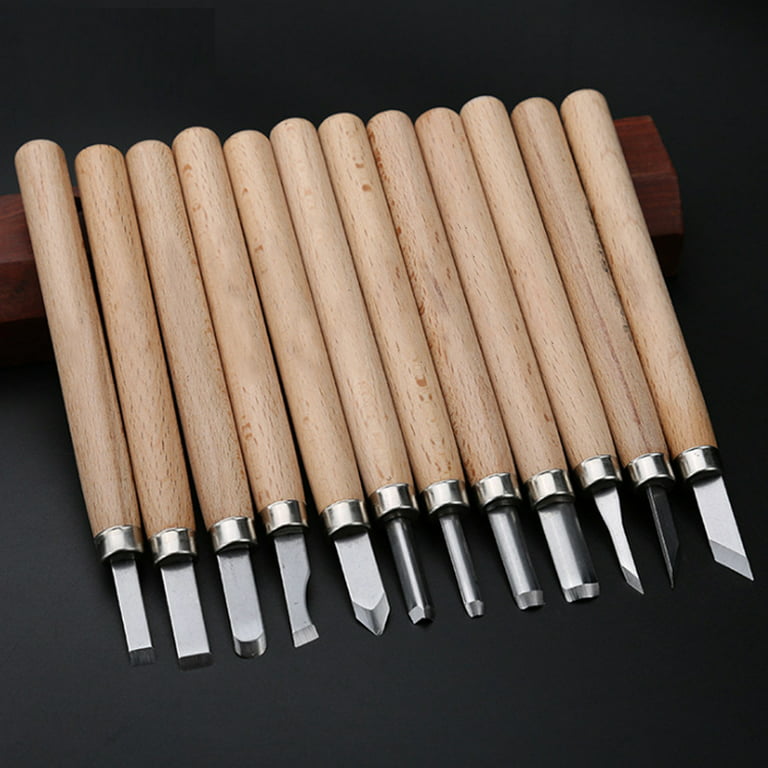 12PCS Wood Carving Hand Chisel Set Woodworking Lathe Gouges Tools