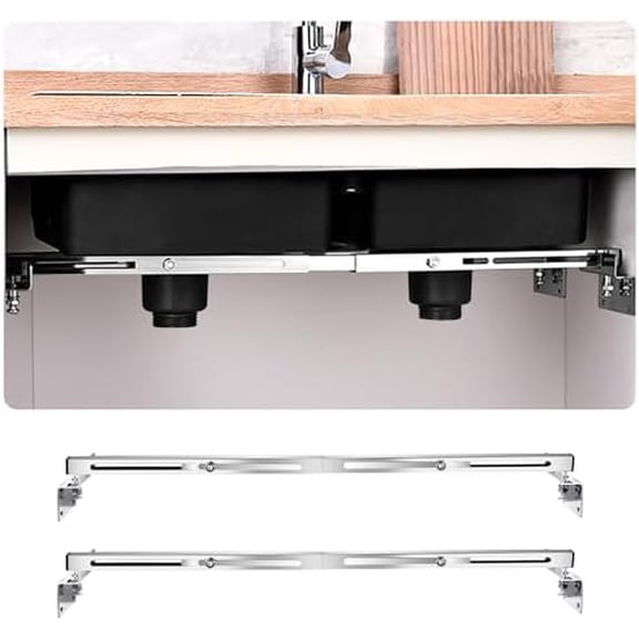 Undermount Sink Brackets，Adjustable Length 20-55 inches Stainless Steel Kitchen Sink Installation Kit，for Heavy Duty Undermount Kitchen Sink. Kitchen & Laundry Sink Support，Space-Saving