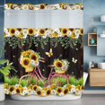 thumbnail image 2 of Spring Floral No Hook Shower Curtain with Snap in Liner Sunflower Daisy Bike Eucalyptus Leaves Brown Wood Waterproof Bathroom Shower Curtain with See Through Top Window for Bathtub 72" x 78", 2 of 9