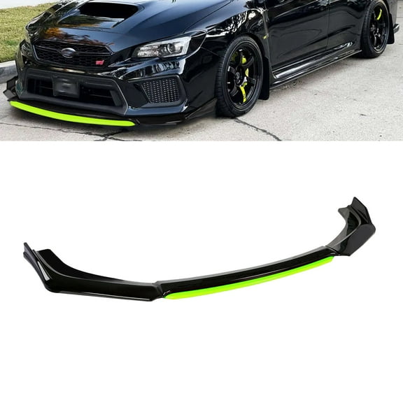 Xotic Tech Front Bumper Lip Chin Spoiler Splitter Diffuser Protector Body Kit Compatible with Honda Accord Civic or Volkswagen MK5 MK6 MK7 or Kia Optima or Mitsubishi Lancer, Black w/Green 4pcs