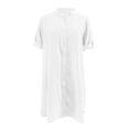 thumbnail image 4 of OSOLU Dresses Women Spring/summer Solid Color Loose Shirt Dress Mid Sleeve Button Dress Lovely Sundress Wedding Guest Dress, 4 of 5