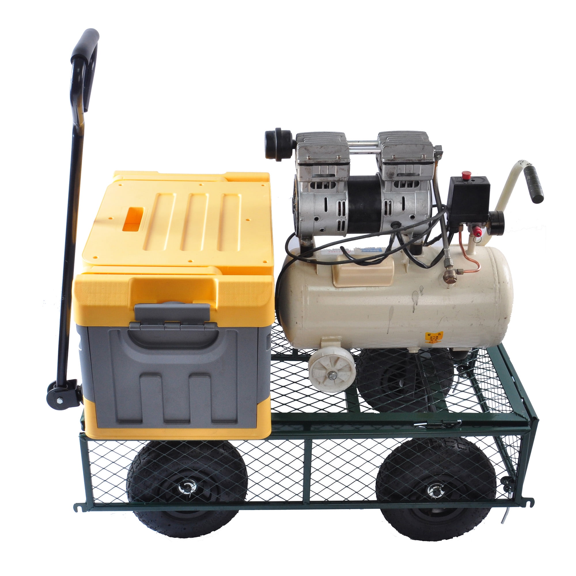 Aimee Lii Green Mesh Steel Garden Cart, Folding Utility Wagon with Removable Sides and Tires, Foldable Wagon Cart with Wheels Aimee Lii Green Mesh Steel Garden Cart, Folding Utility Wagon with Removable Sides and Tires, Foldable Wagon Cart with Wheels