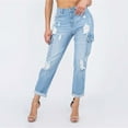 thumbnail image 2 of Women's Boyfriend Tapered Leg Jean High Waisted Slim Fit Distressed Ripped Denim Cargo Pants Modern Fashion Trendy, 2 of 7