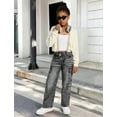 thumbnail image 4 of OYYN Girls Jeans High Waist Cargo Jeans Light Wash Wide Leg Denim Pants with Multi Pockets 7-14 Y, 4 of 7