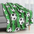 thumbnail image 4 of Soccer Blanket Soccer Gifts Super Soft Flannel Soccer Throw Blankets for Kids Boys Girls Women Men Soccer Lover Green Black 50“ x 60”(40"x50"), 4 of 9