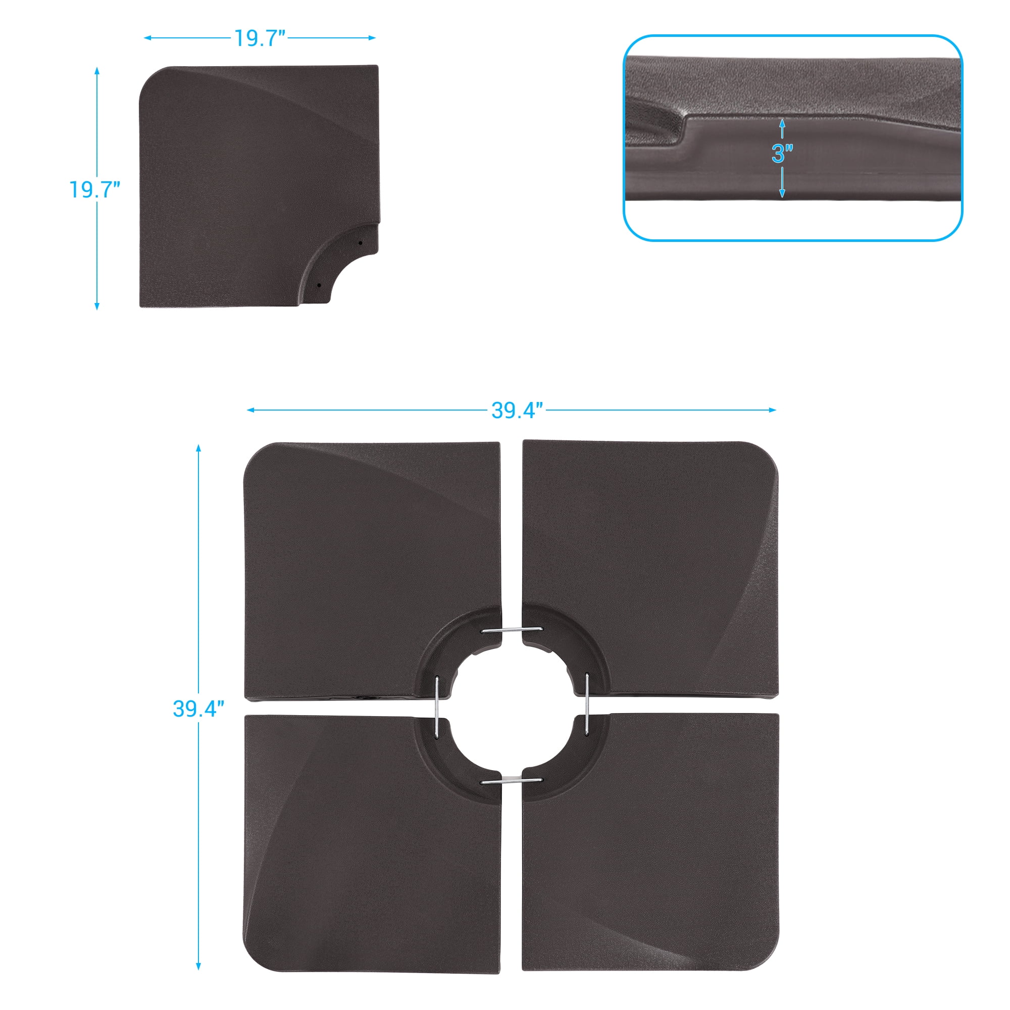 CHYVARY Patio Umbrella Base Weighs 200LBs Filled With Sand or Water, High Quality HDPE Plastic for Cantilever Umbrella With 8–10ft Canopy, Dark Brown