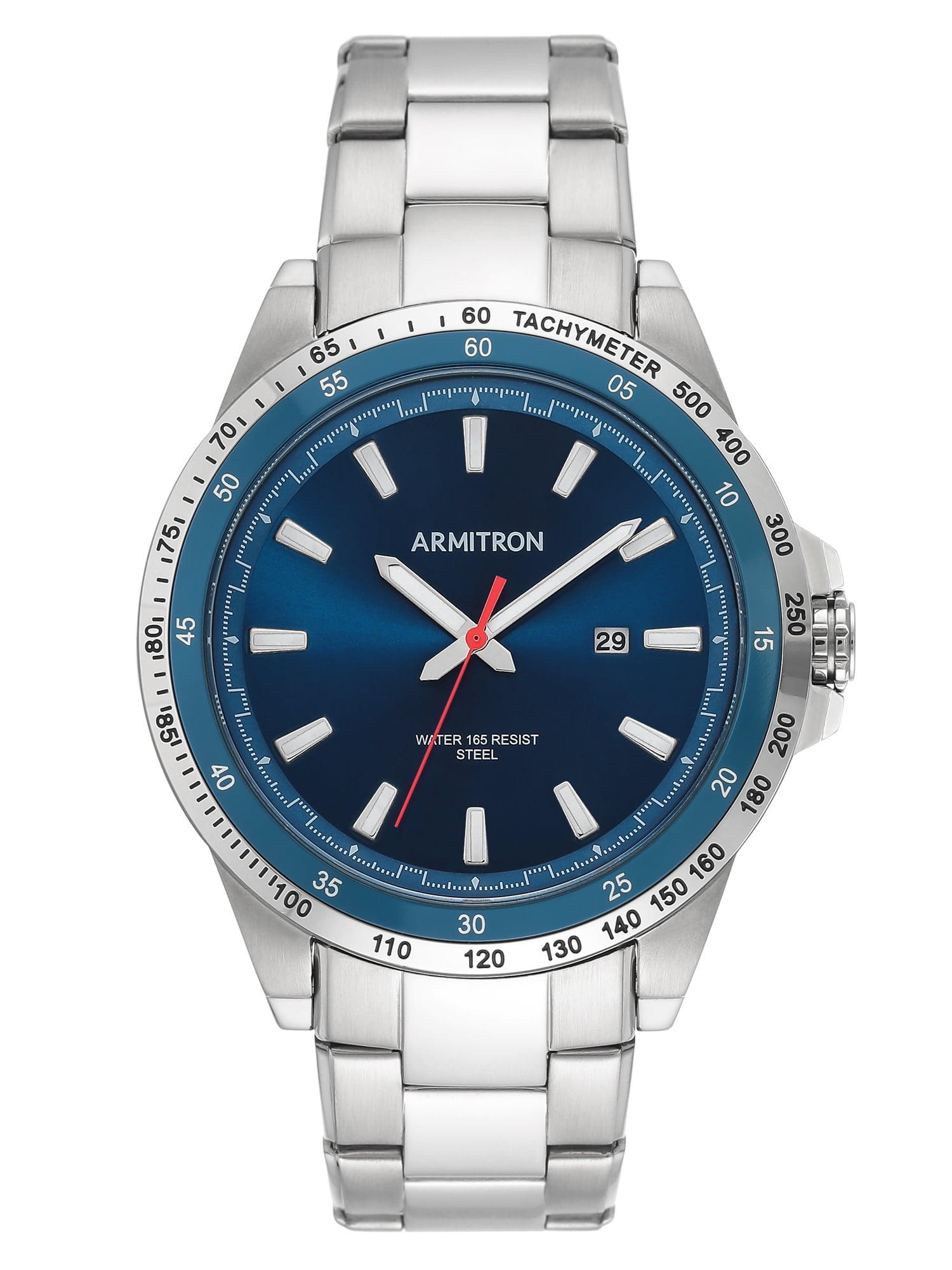 armitron men's blue dial stainless steel tachymeter watch