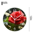 thumbnail image 2 of 12 Inch Wall Clock Battery Operated Silent Clock Decorative for Office, Kitchen, Outdoor, Living Room，Blooming Red Rose Flower Floral Print in Garden Creative, 2 of 4