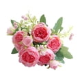 thumbnail image 2 of Artificial Peony Bouquet, Realistic Faux Peony Rose Flowers Full Bloom Arrangement Long Lasting Floral Decor, Wedding Centerpiece Vase Display Home Decoration for Bridal Shower Party Living Room, 2 of 6