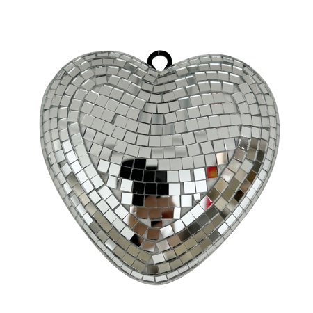 Valentine’s Day Small Silver Disco Heart Shaped Decoration, 4.62" x 4.62" x 2", by Way To Celebrate