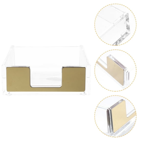 Acrylic Desk Organizer with Golden Business Card Stand for Storage Memo Holder 5.5 x 3.2 x 4.1 inches